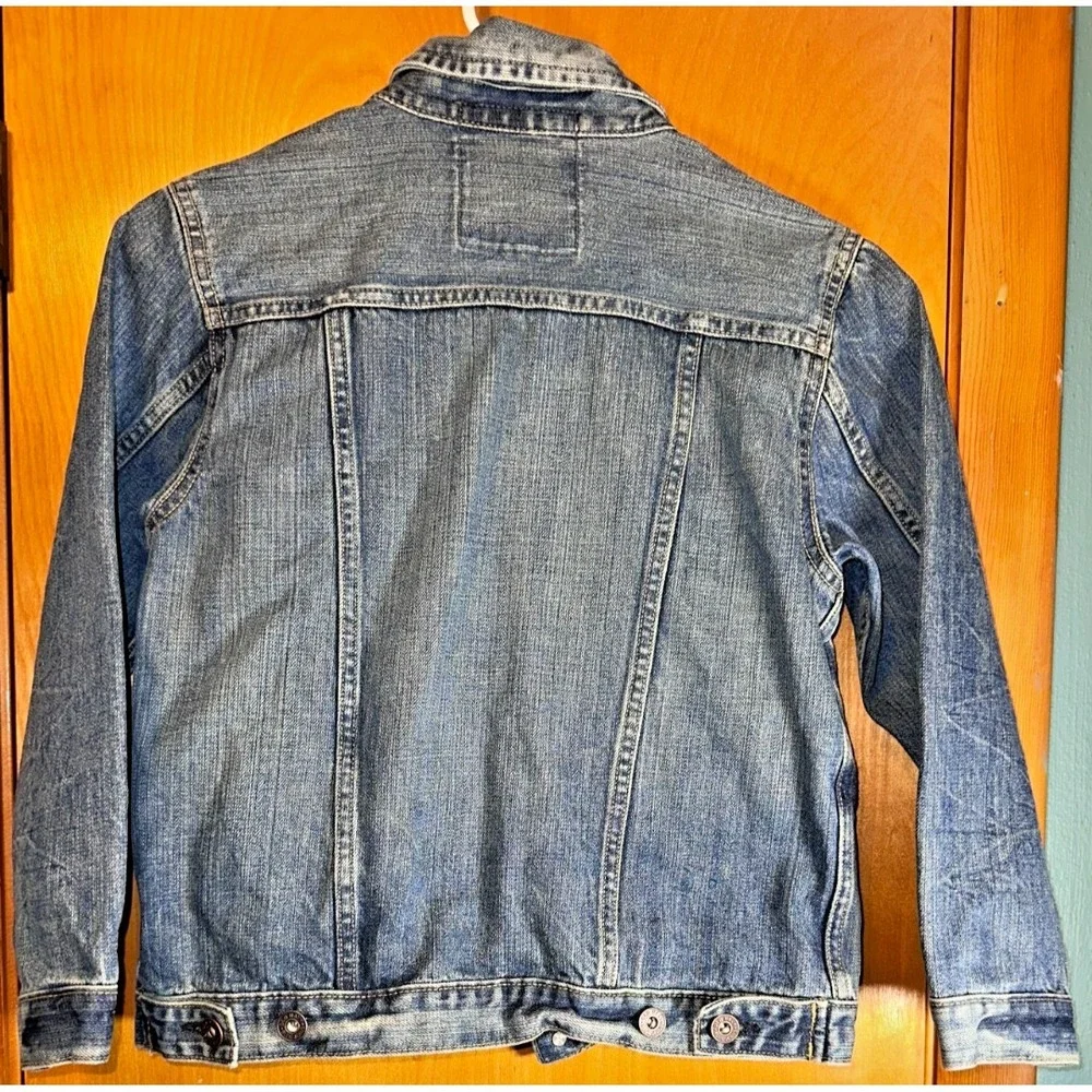 Old Navy Vintage‎ Boys Distressed Denim Trucker Jean Jacket M 100% Cotton Y2K